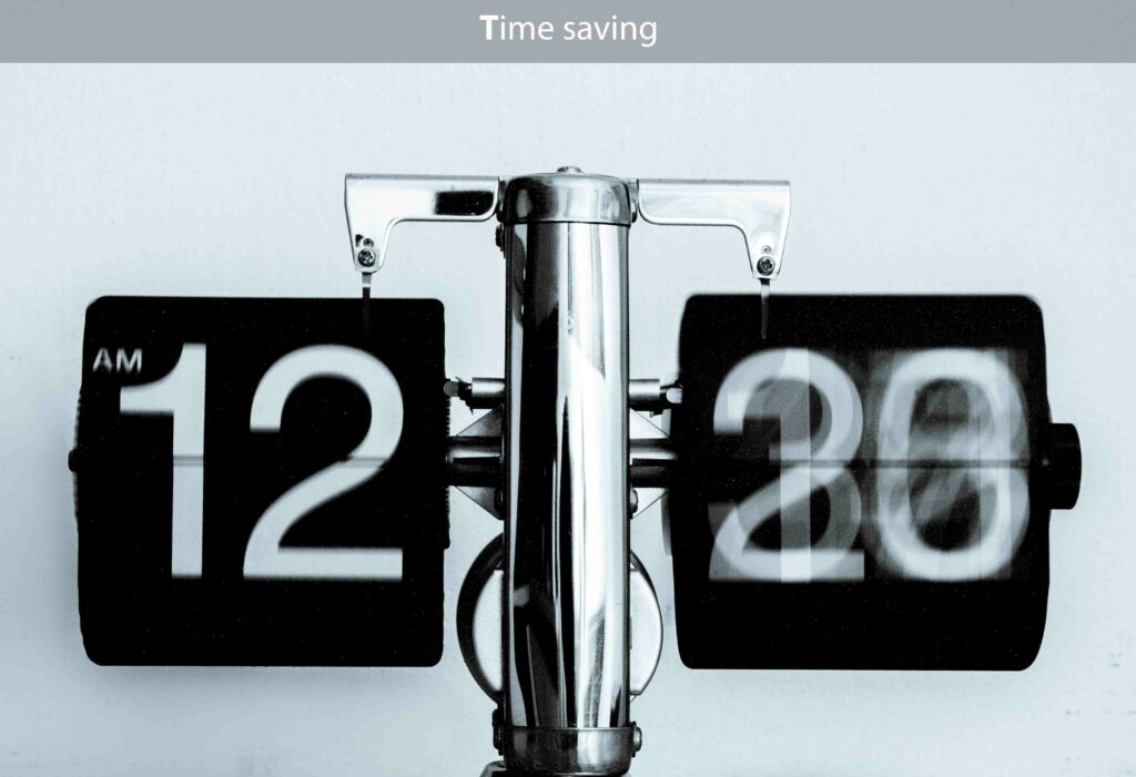 Clock symbolizing time-saving in the XSACT Pro SMART workflow, representing the efficient data analysis process.